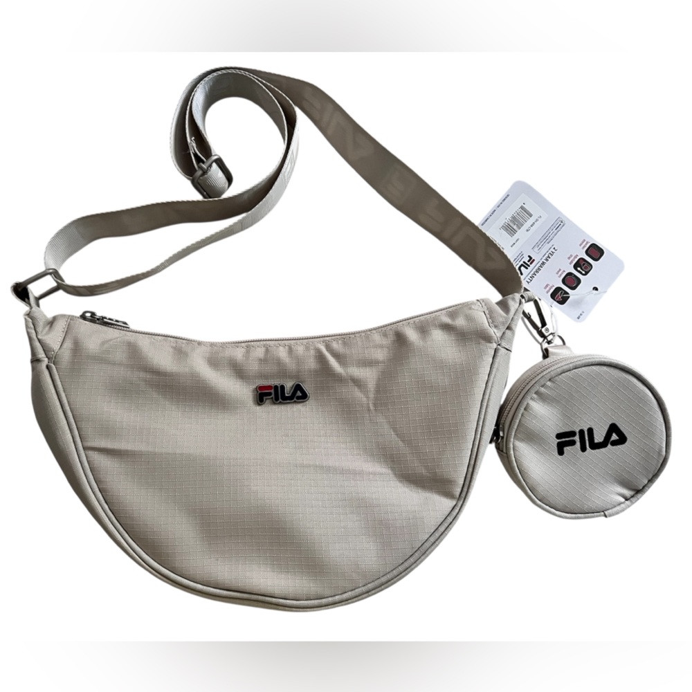 Fila Light Beige Crossbody Shoulder Bag with Accesory Pouch, NWT